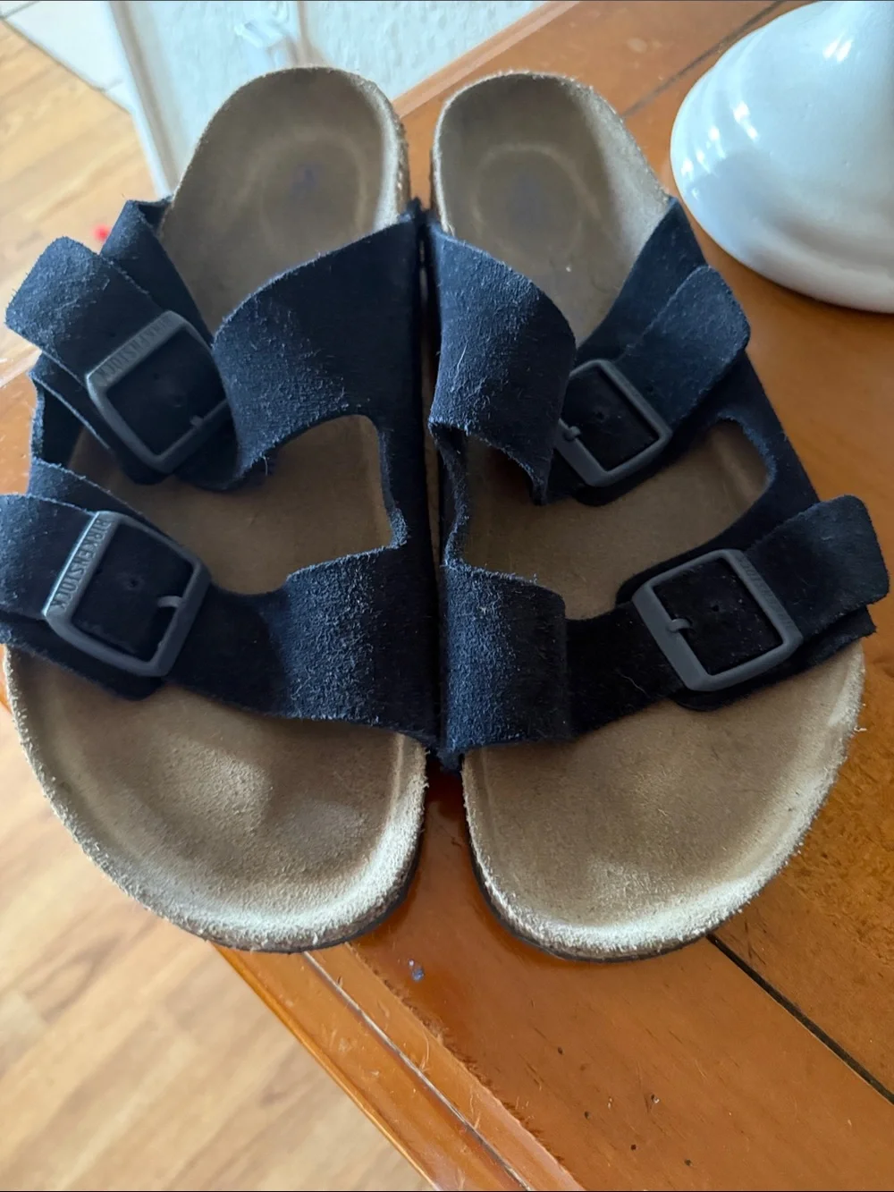 Birkenstock Arizona Black Suede Two-Strap Sandals Buckles size 43/ us 10